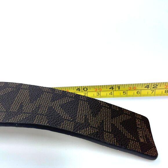 Michael Kors Gold MK Buckle Dark Brown Monogram Letters Belt 42\